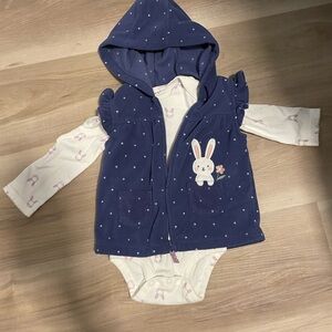 Carter's Cream Baby Outfit with Pink Bunny Print